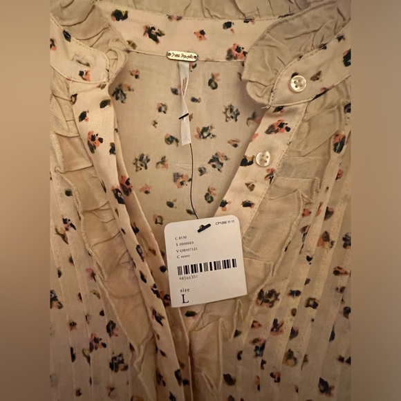 Free People Cream Maxi Dress with Olive Border Print - Picture 6 of 9